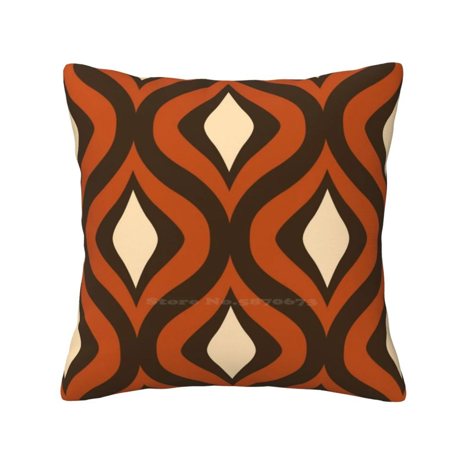 70s Pattern Flower Pattern Eye In Orange And Dark Brown Pillows Case Bedroom Home Decoration Patterns Textures Textile Style