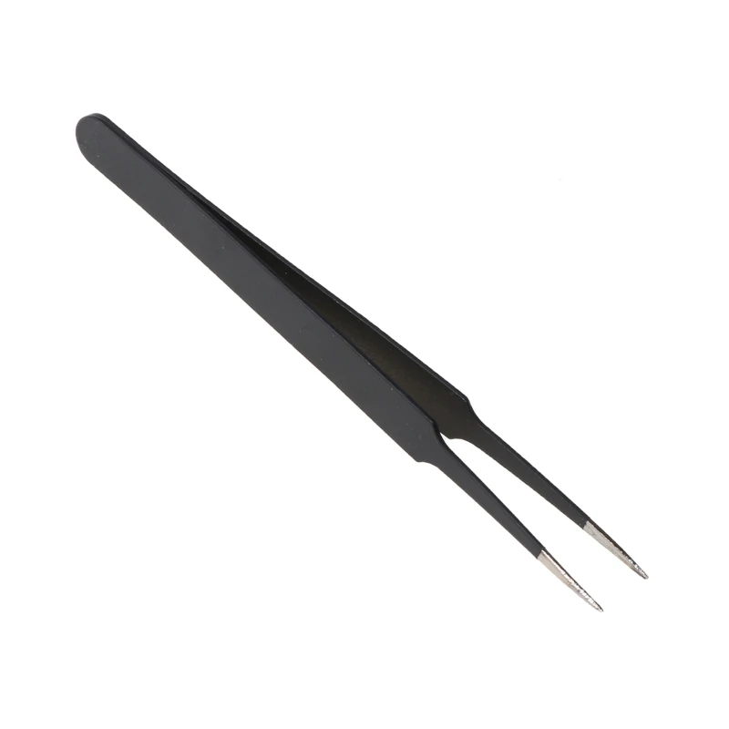 Black Handicraft Carbon Steel Tweezers High Tweezers Anti-Static Tweezers for Lab Jewelry Detailed Work ESD-14