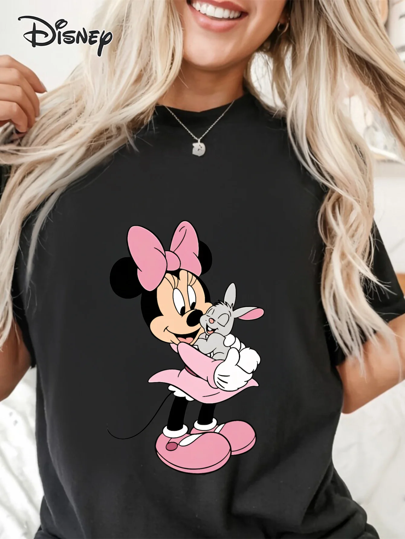 

Футболка с Минни Маус Диснея, хлопковая мужская и женская повседневная модная уличная одежда большого размера, свободная одежда унисекс с короткими рукавами для мероприятий