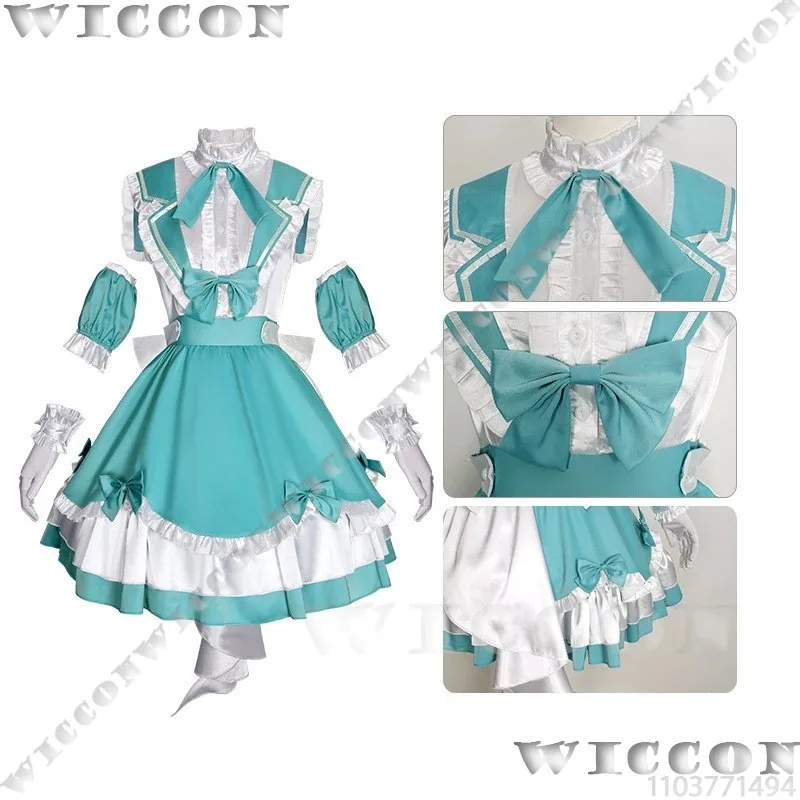 Kostium Cosplay Rin 16th Virtual Idol, Peruka Blond, Rekwizyt, Urocza Sukienka Lolita, Niebiesko-Zielony Garnitur, Dziewczyna Kobieta Halloween Party, Personalizowanyx;3