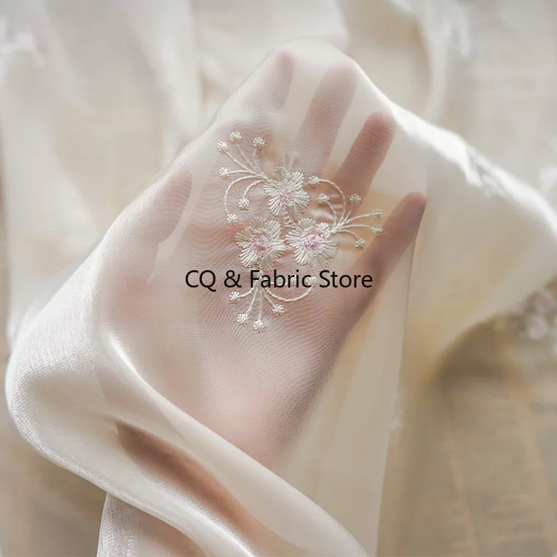 

Embroidered Bright Silk Tulle Fabric For Spring Summer Dress Wedding Dress Designer Fabric