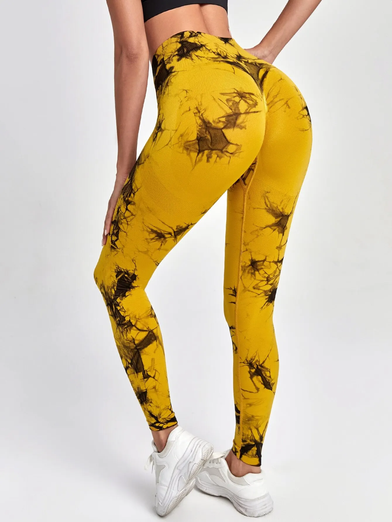 Bezszwowe legginsy do Tie Dye dla kobiet spodnie do jogi z wysokim stanem, podnoszące pośladki elastyczne rajstopy
