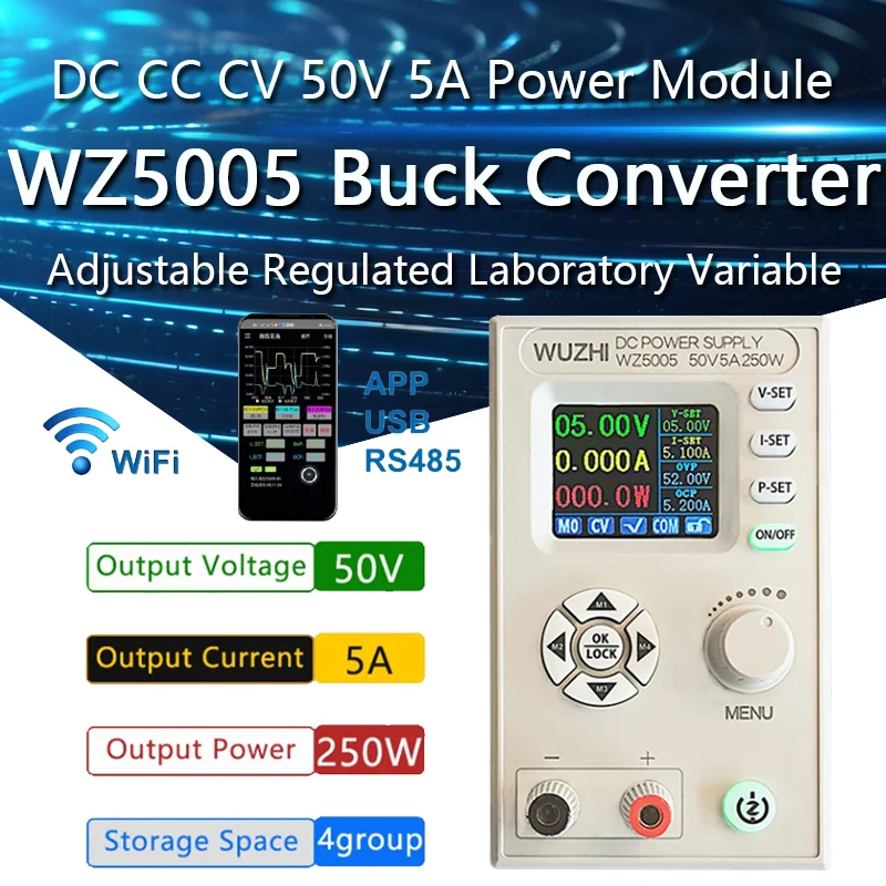 

DC DC Buck Converter CC CV 50V 5A Power Module Adjustable Regulated laboratory Variable power supply communication WZ5005