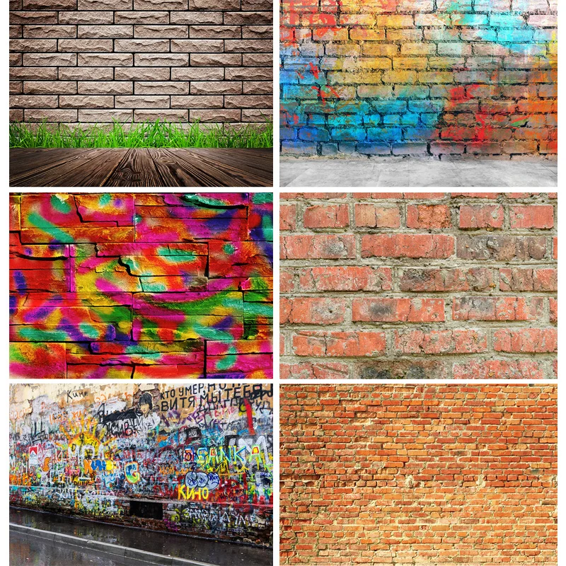 

Vinyl Custom Vintage Brick Wall Wooden Floor Photography Backdrops Graffiti Photo Background Studio Prop 17056 TW-03