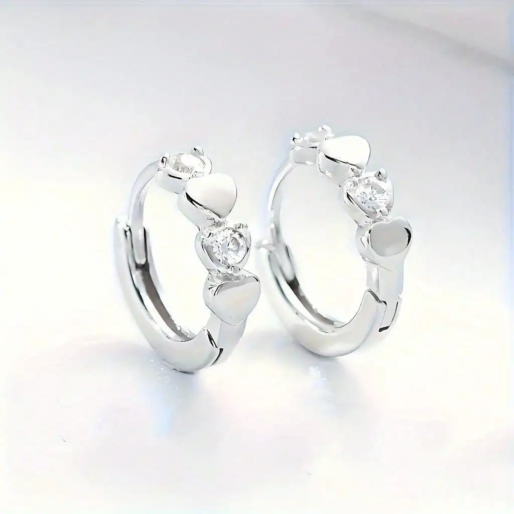 Cute Heart Small Hoop Earrings Women 3 Metal Colors Trendy Girls Ear Circle Earrings Fancy Accessories Statement Jewelry image 3