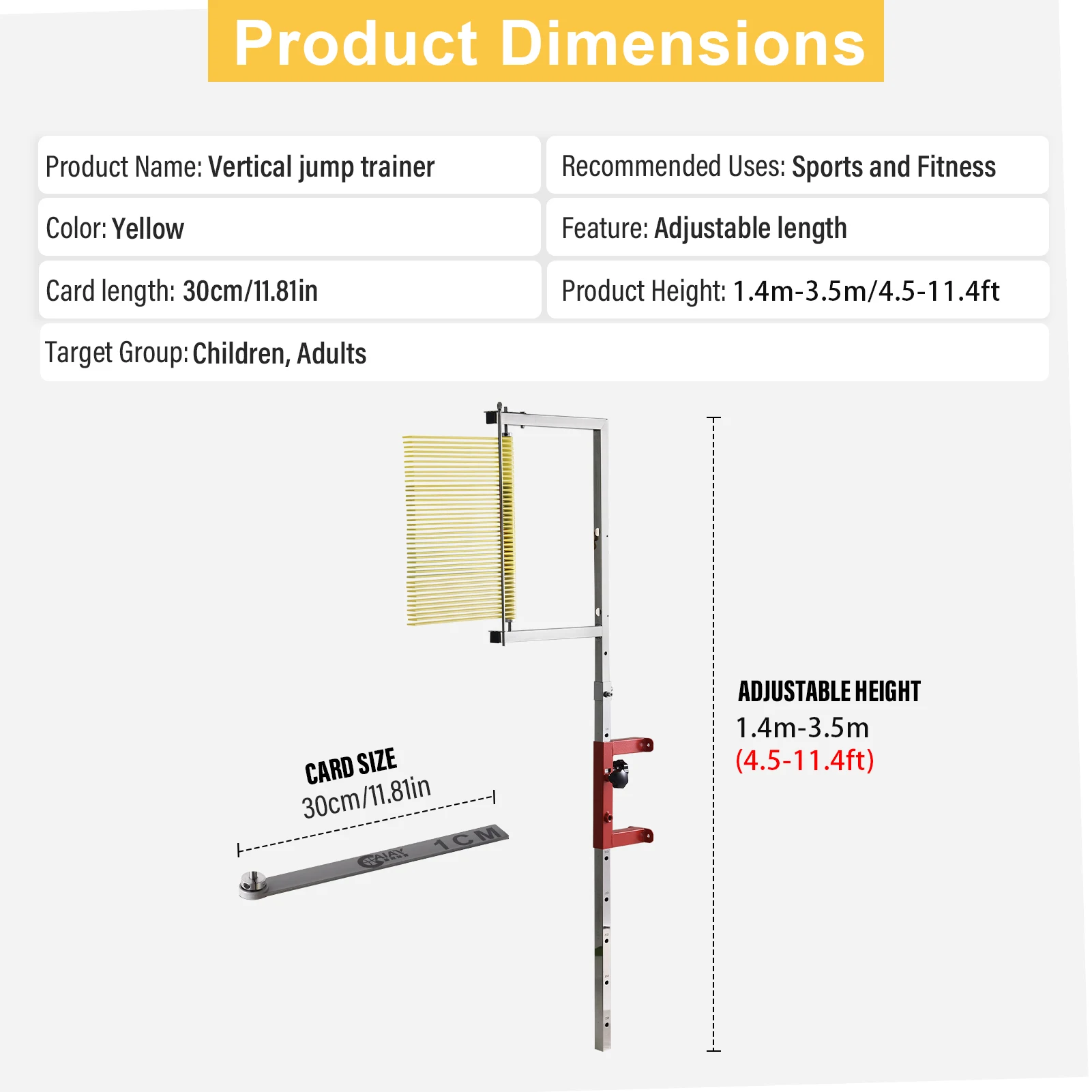 Тестер вертикальных прыжков Тренажерное оборудование для прыжков в высоту Настенный вертикальный Challenger, измерительный инструмент или баскетбольное обучение