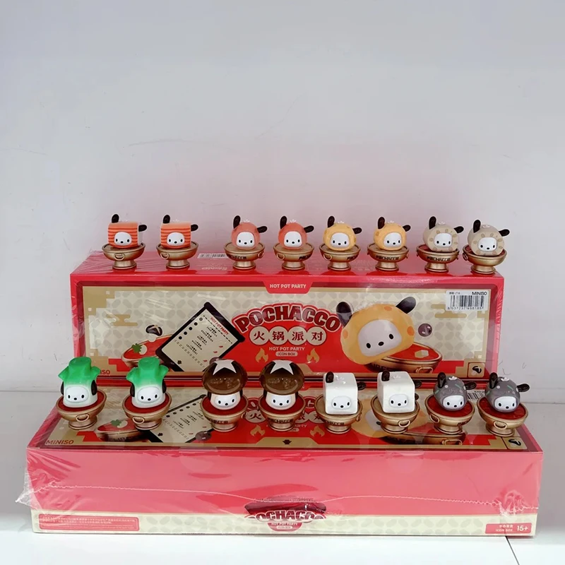 Figurines de dessin animé Pochacco originales, série Hotpot Party, boîte aveugle tendance, modèle cadeau mignon, poupée de décoration, jouets d'action de dessin animé