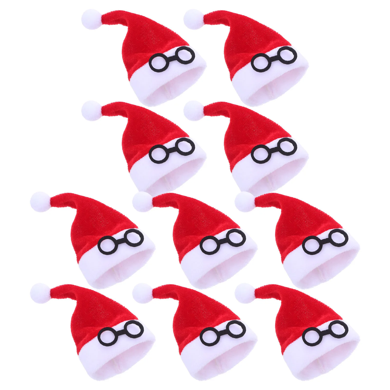

10Pcs Red Mini Santa Claus Hat Flannel Tiny Hats for Christmas Tree Ornaments DIY Hair Accessories Tableware Holder Bag Party