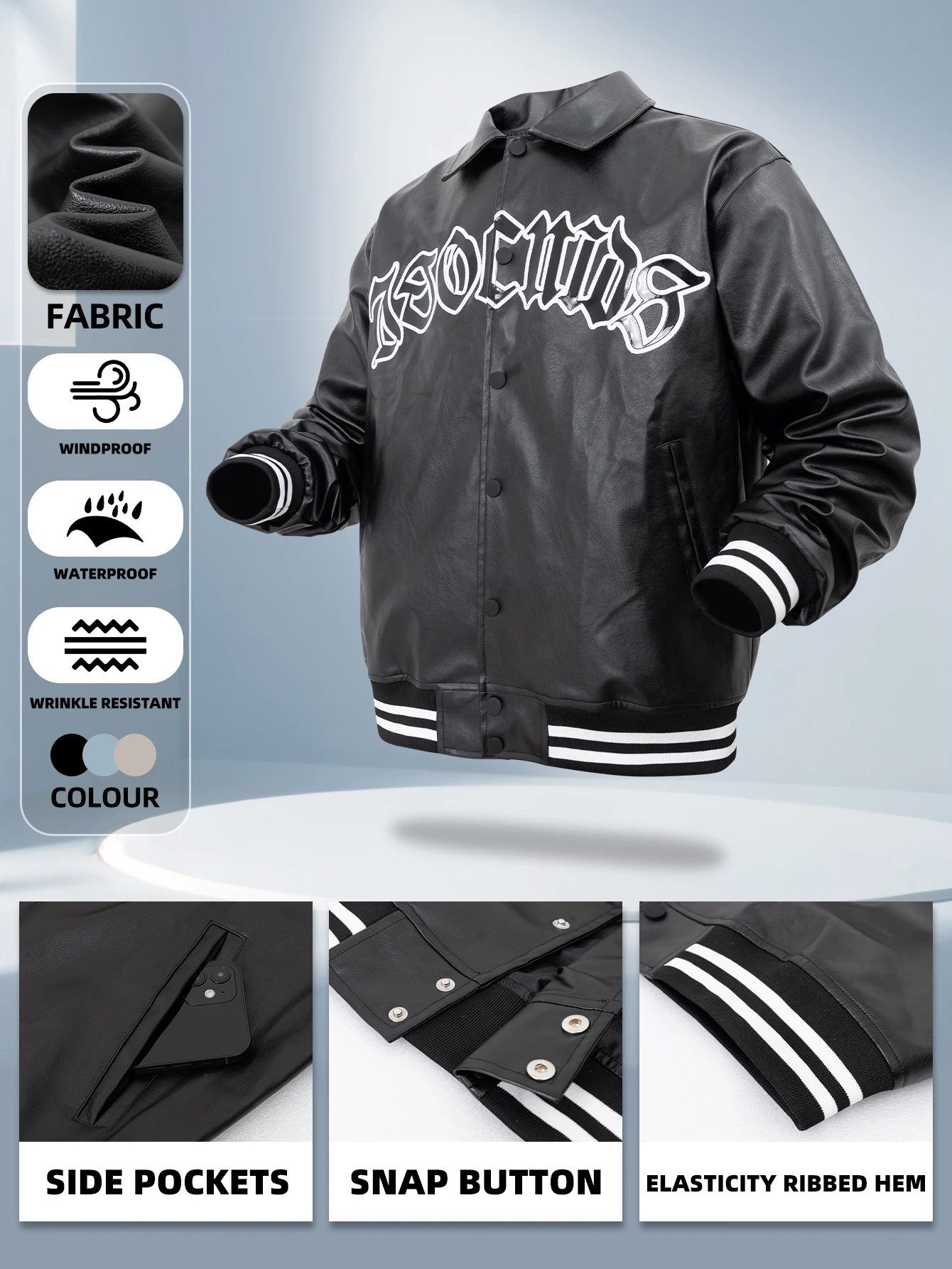 Jaket Kulit Imitasi Balap Pria - Varsity Jacket Letterman ulasan dan harga