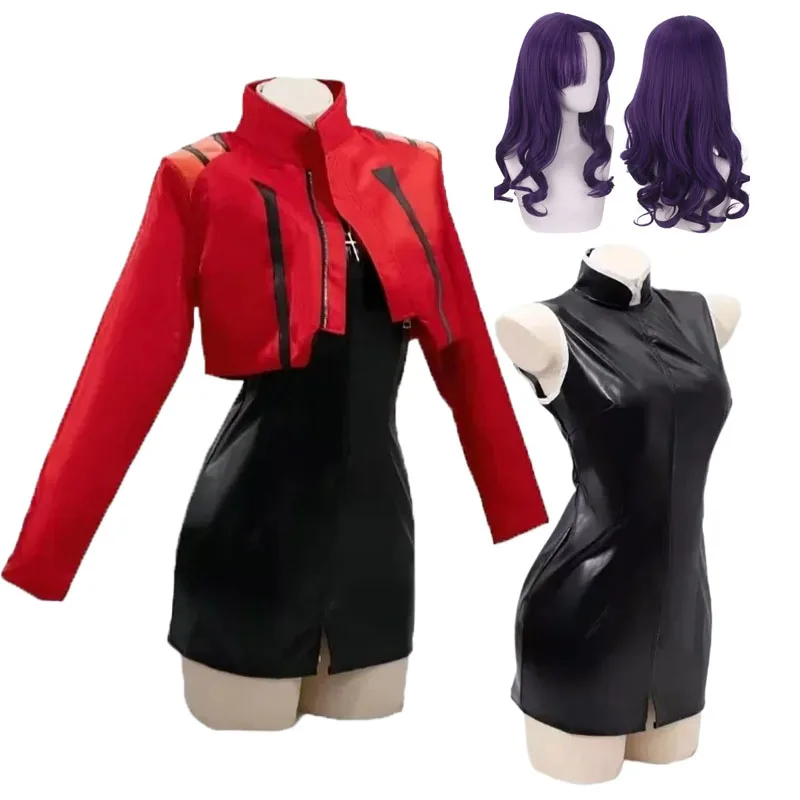 

Katsuragi Misato Косплей Костюм Аниме EVA Katsuragi Misato Косплей Красная Куртка Платье Униформа Хэллоуин Вечеринка Костюм Для Женщин