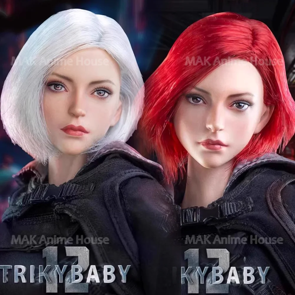 

In Stock VCF-2060 1/6 Head Sculpt Red/White Short Hair Cyberpunk Head Model Fit 12-inch Female Soldier Action Figure Body