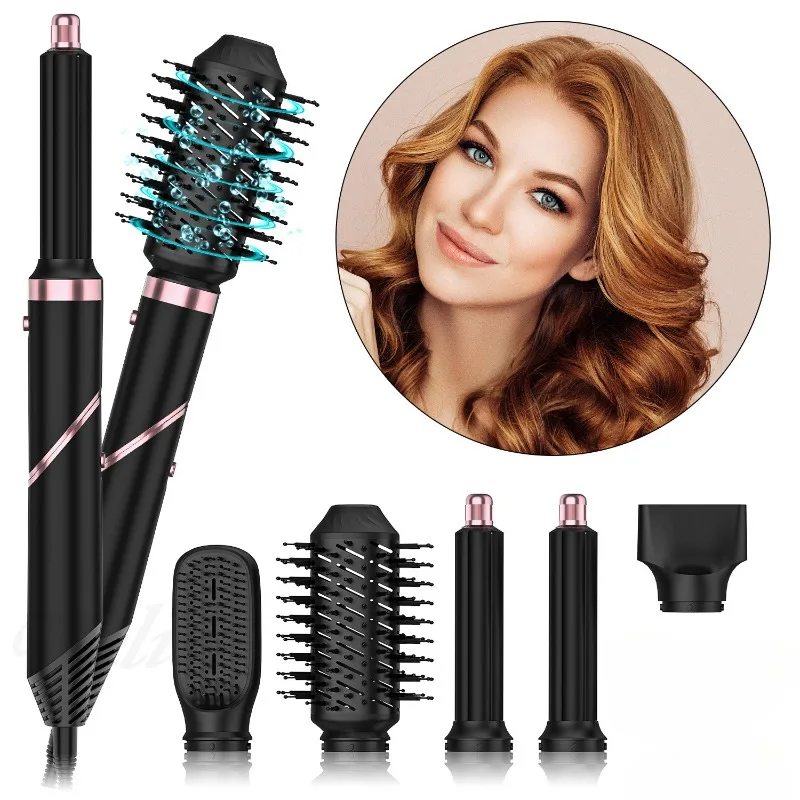 

5-in-1 High-Speed Hair Dryer Hot Air Comb Negative Ion Styling Tool Hair Rollers Salon Power Blower for Home Travel Use Care