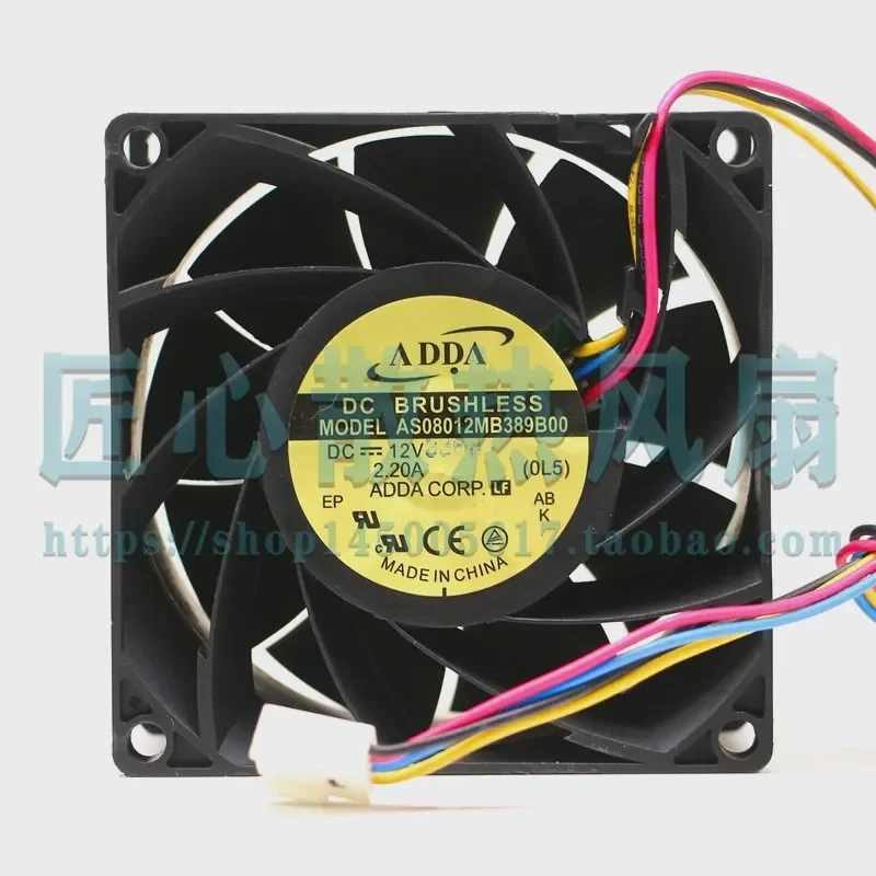Original Xiexi ADDA AS08012MB389B00 12V 2.20A 80mm Cooling Fan for Computer Server Power Supply with 4 Wire Connector