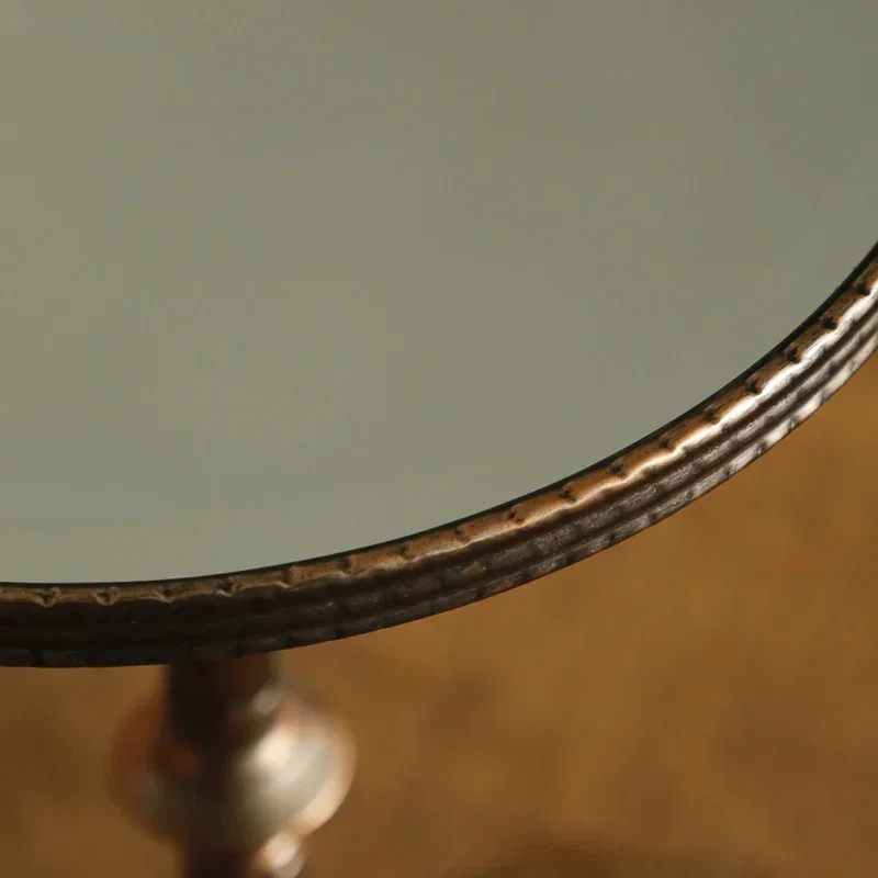 Iron Glass Round Embossed Edge Side Table Home Furniture Sturdy Sofa Corner Table Balcony Coffee Table Cafe Hotel Restaurant