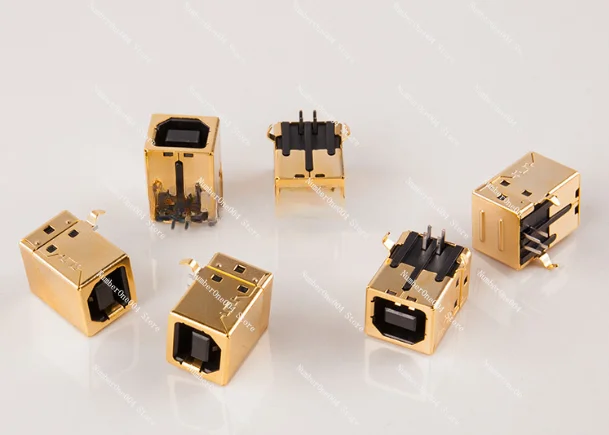 Gold Plated USB / 2.0 connector B female seat 90 degree plug-in plate gold plated female seat printer female seat interface