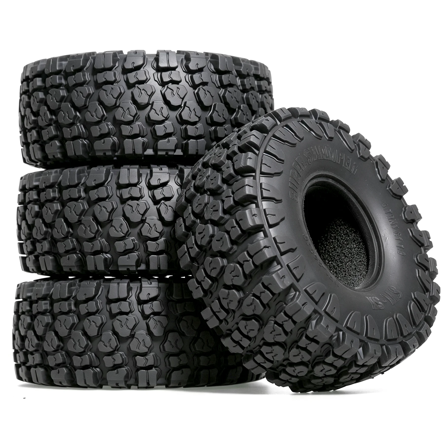 1.9 Inch Soft Rock‑Terrain RC Tyres With Inner Foam Super Swamper Tire Set Fits Axial Capra 1:10 Scale RC Rock Crawler Vehicle