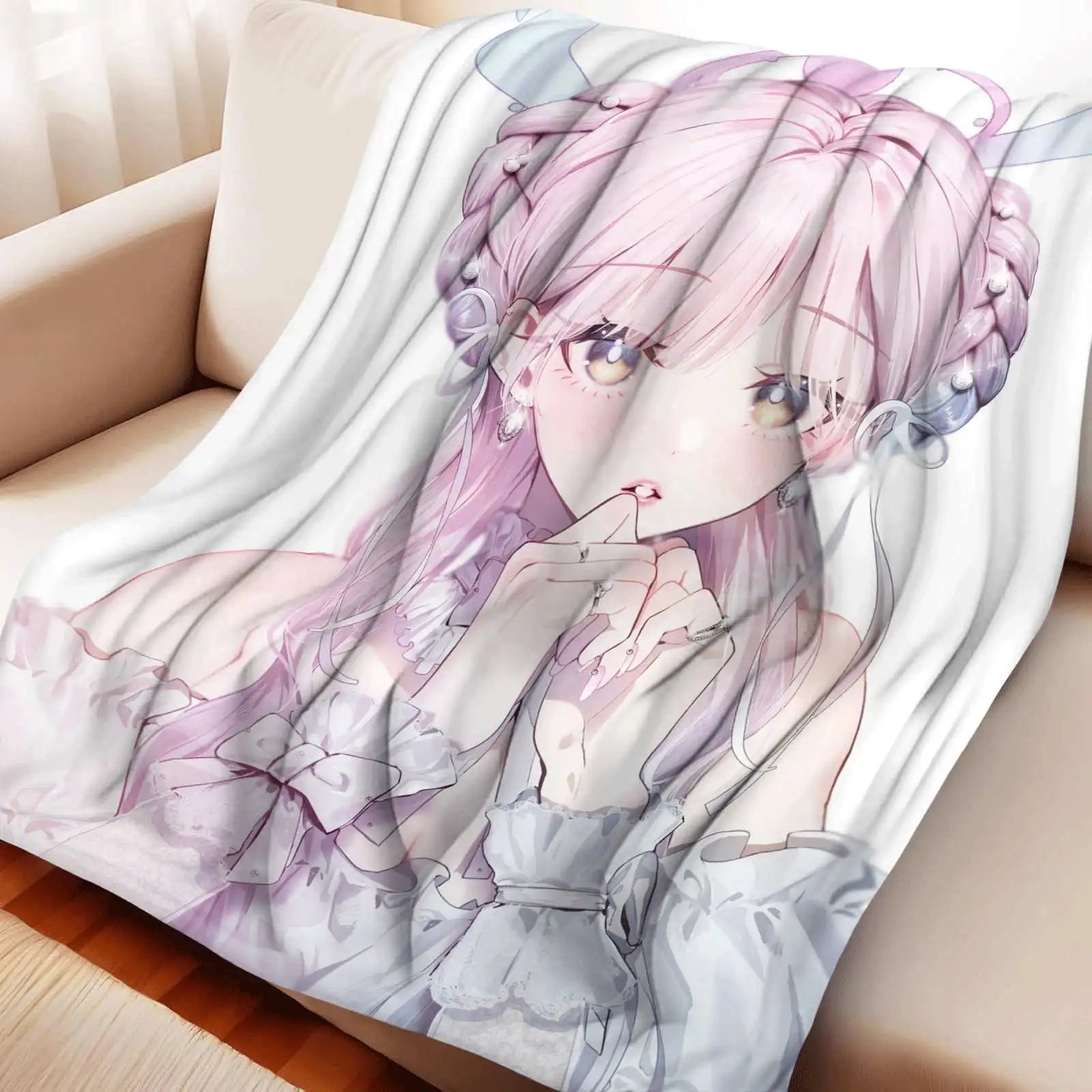 cute girl Blanket Soft Novelty Plush Throw Blanket For Bedroom Travel Flannel Bedspread Bed Cover