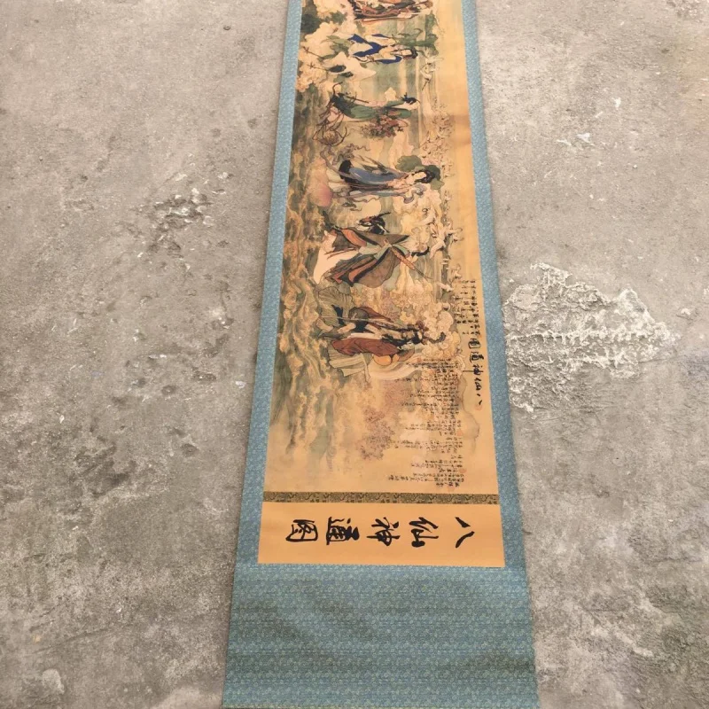 Antique Celebrity Calligraphy and Painting Hand Scroll Eight Immortals Shentong Picture Long Scroll Painting Panoramic Painting