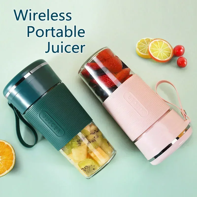 Wireless Mini Smoothie Blender Mixer Fruit Juice Maker Portable Juicer Usb Rechargeable  Electric Juicer Machine Glass Cup