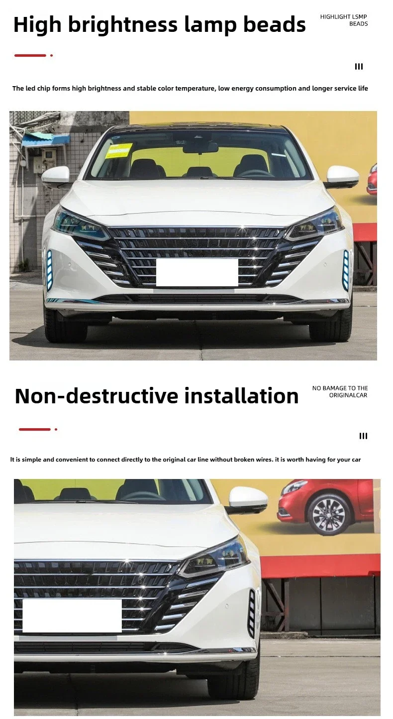 Car Led Daytime Running Lights for Nissan Teana 2022 2023 with Dynamic Turn Signal DRL Front Bumper Fog Lamp Modified Daylight detail image 3