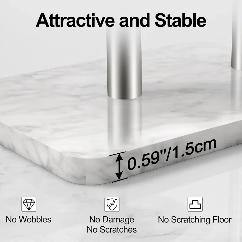 

Toilet Paper Holder Free Standing with Marble Base: Stainless Steel Toilet Paper Holder Stand with Top Tray for Candles