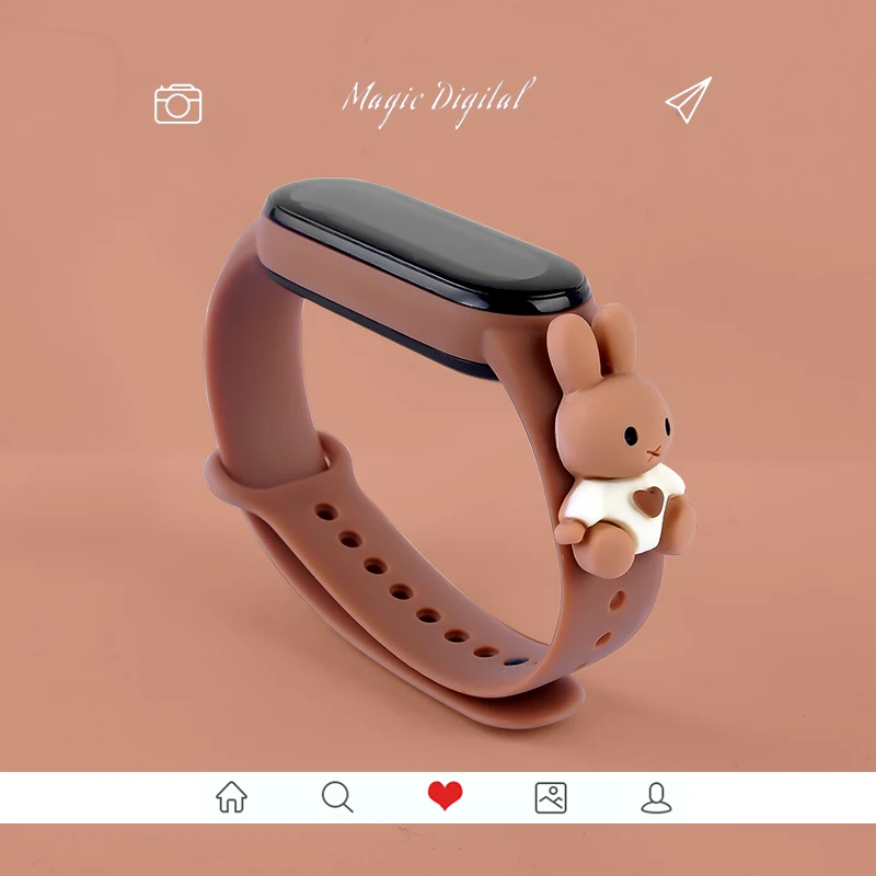 For Mi Band 7 6 5 4 3 Watch Bracelet Of Xiaomi MI Band 3 4 5 Silicone Watch Strap Creative Doll Smart Replacement Wristband Gift