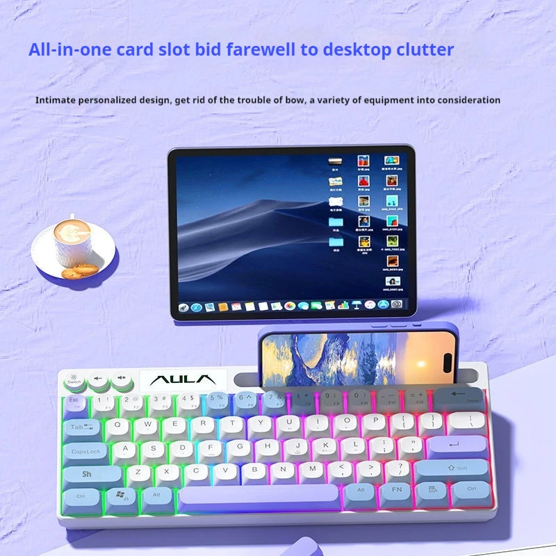 Aula F3061 Wired Keyboard 64 Key Small Portable Rgb Light Effect Electronic Sports Game Office Typing Desktop Laptop Peripheral