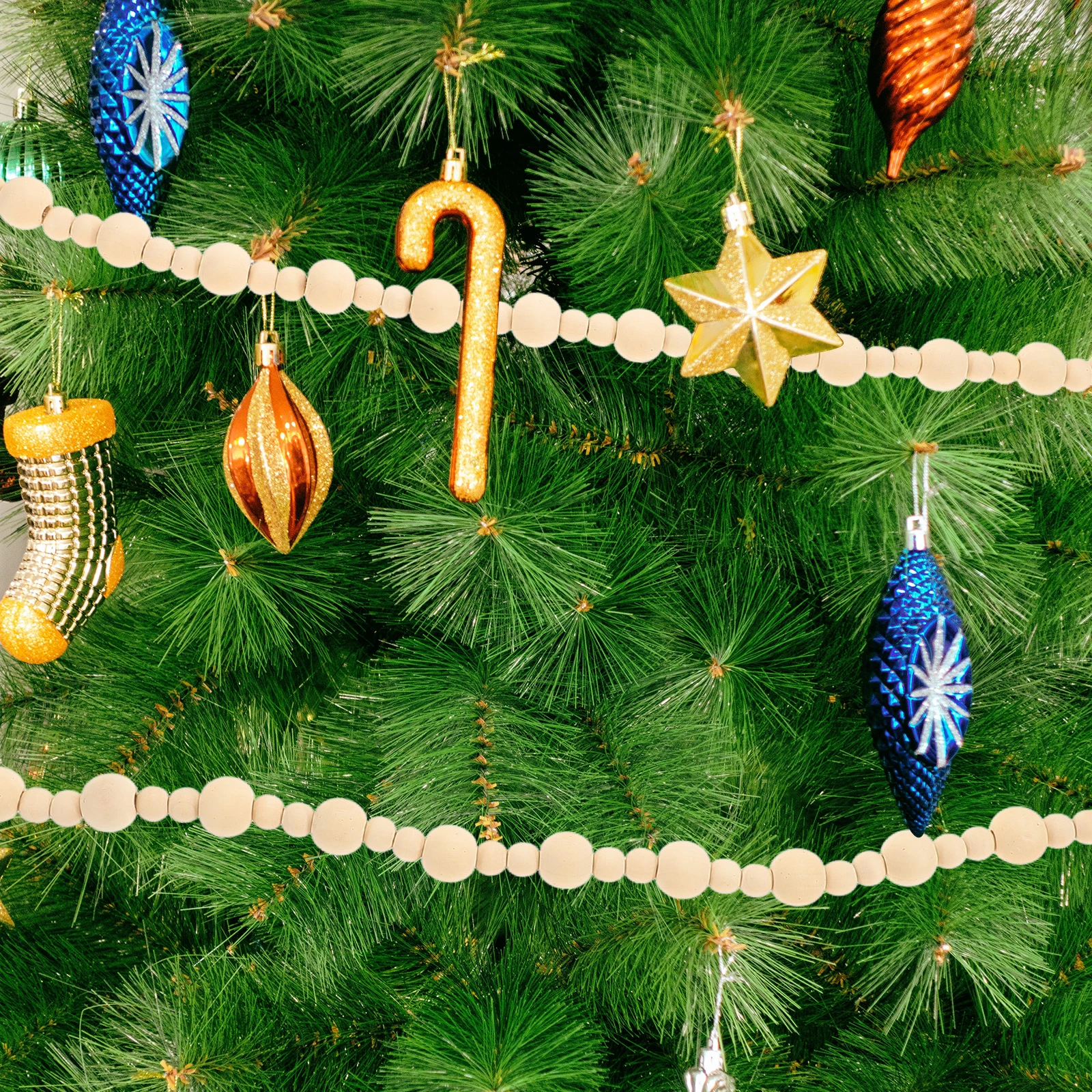

Christmas Wood Bead Pendant Handcrafted Wood for Tree Fireplace Wall Holiday Hanging Decoration