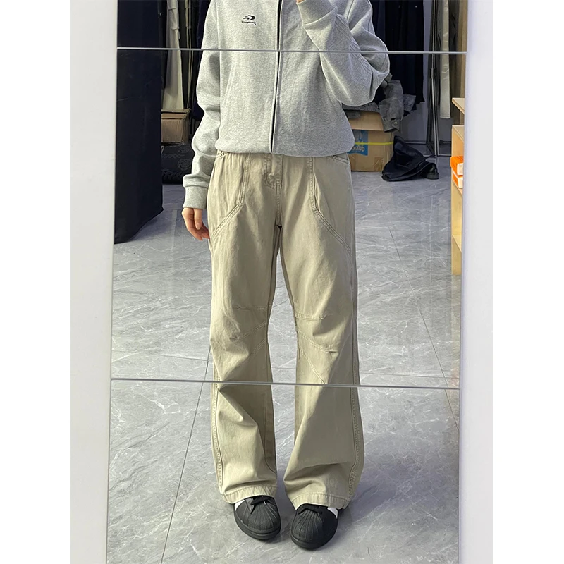 

American Retro Cleanfit Flared Workwear Pants Men's Design Sense American Reed Denim Pants Pleated Straight Leg Jeans