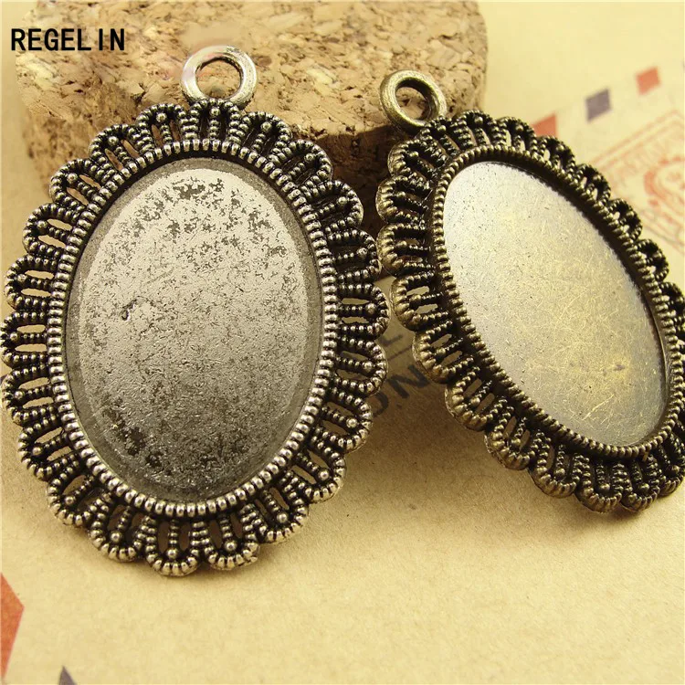 REGELIN 10pcs Antique Bronze Lady\'s Vintage Trendy Cute Owl Pendant Settings Cabochon Base Bezel Trays Blank Fit 20mm 25mm DIY