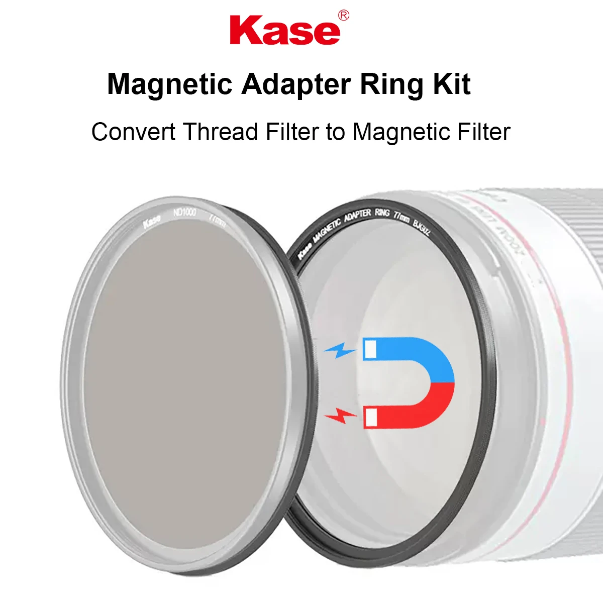 Kase Magnetic Lens and Filter Adapter Ring Kit - Convert Thread Screw-in Filter to Magnetic Filter 49/52/58/72/77/82/95mm