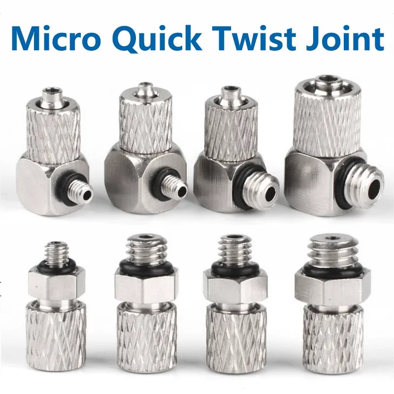 10Pcs 3mm 4mm 5mm 6mm OD Male Thread Mini Pneumatic Pipe Connector Screw Through Quick Fitting Air Tube Fast Twist Joint