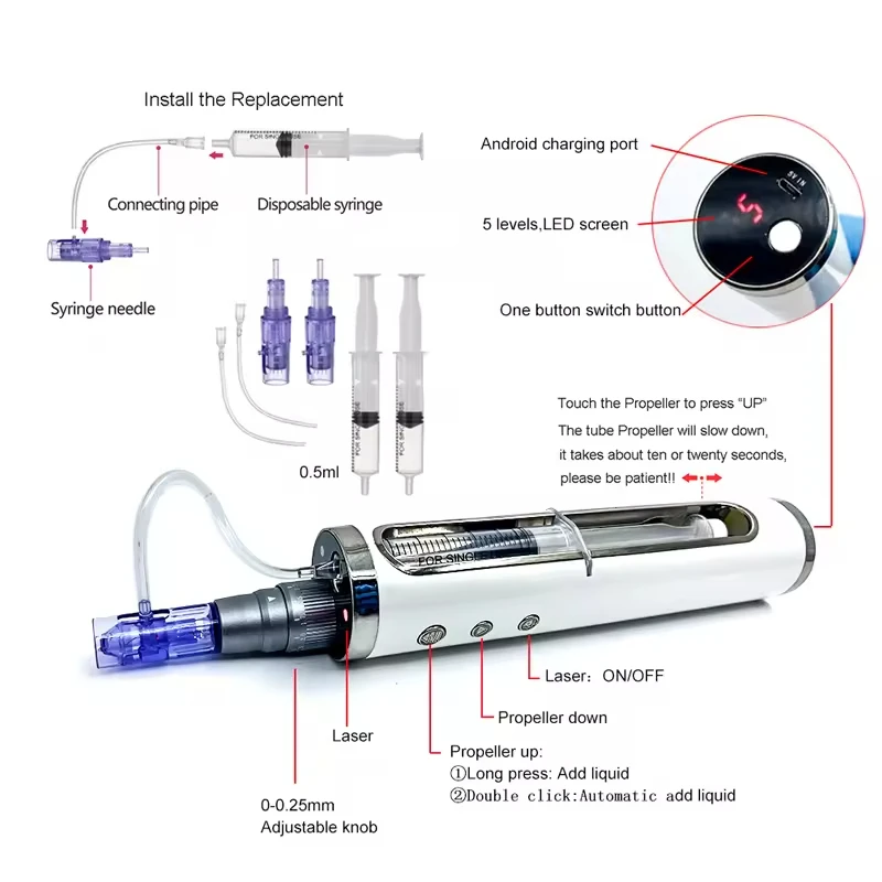 3. generacji Hydra Massager Derma Pen Nano Water Massage Pen Dermapen pistolet meso elektryczny Microneedling