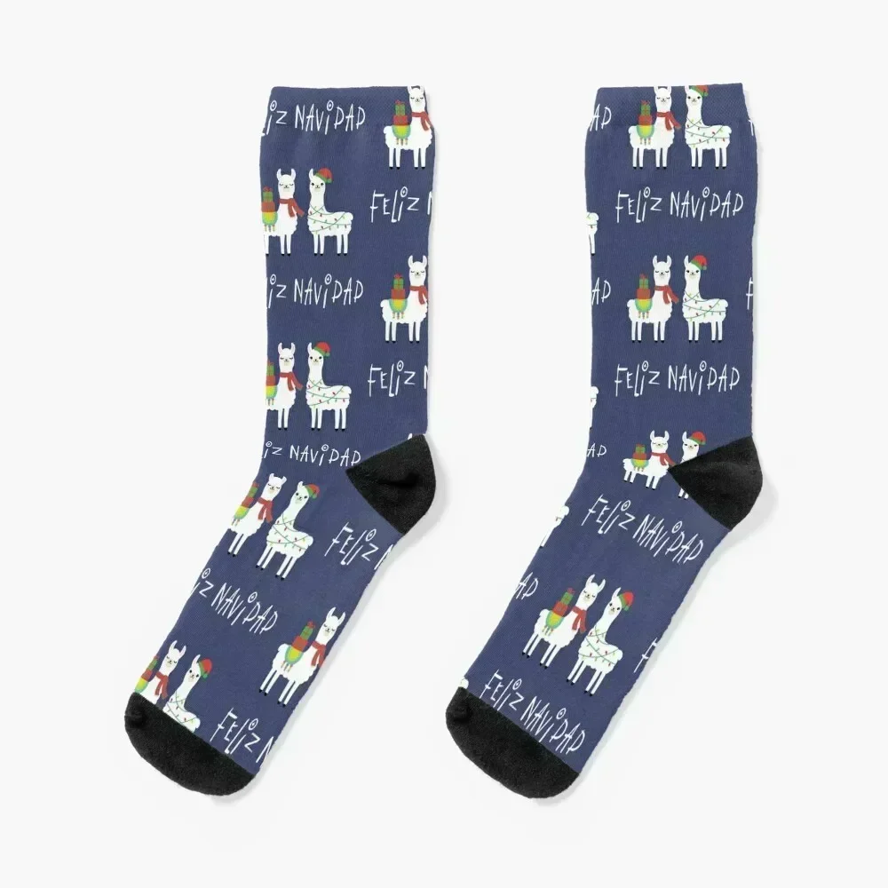 

Christmas Llama Feliz Navidad (Spanish Alpaca) Socks happy ankle christmas stocking luxe Socks For Girls Men's