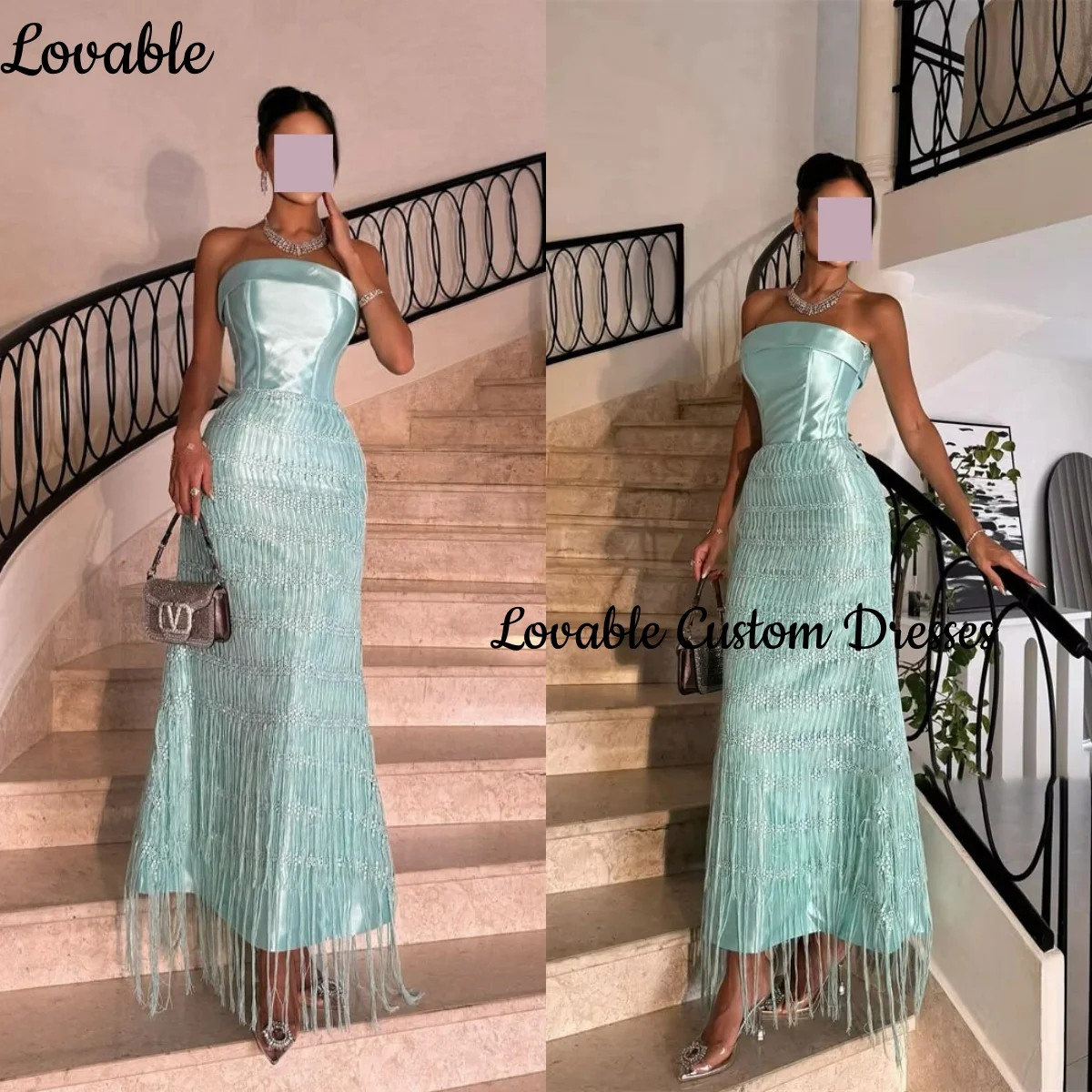 

فساتين سهرة Customize Women'S Evening Dresses Strapless Zipper Up Dresses For Prom Beadings Floor-Length A-Line Formal Dresses