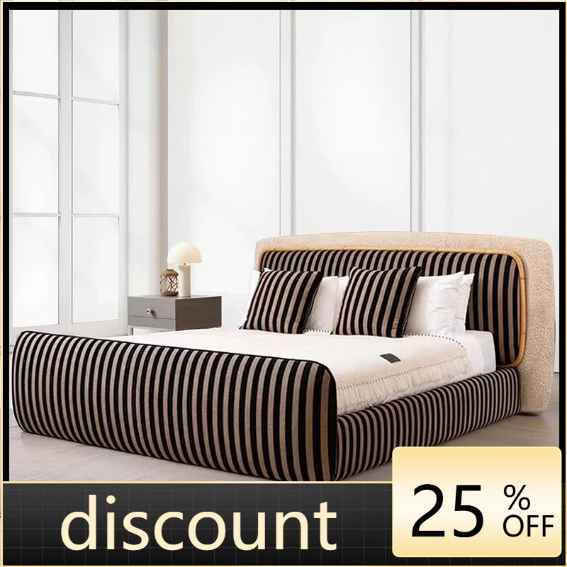 

LH medieval solid wood double bed simple light luxury master bedroom wedding bed modern