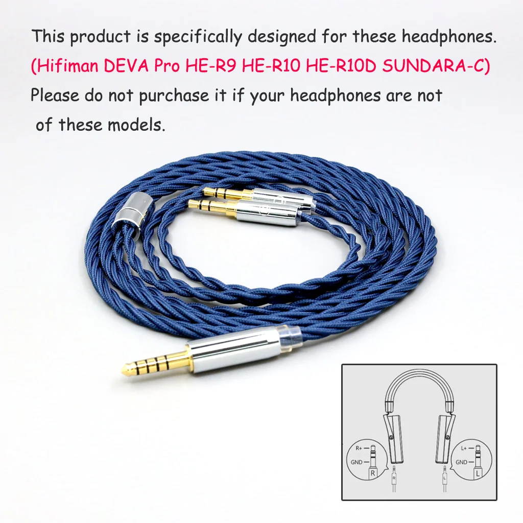 

99% Pure Silver OCC Graphene Alloy Full Sleeved Earphone Cable For Hifiman DEVA Pro HE-R9 HE-R10 HE-R10D SUNDARA-C LN008590