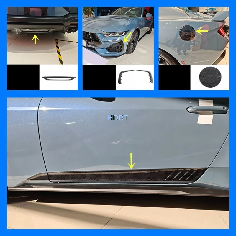 Car Styling Rear Trunk Front Fog Light Brake Lamp Fuel Tank Cover Door Side Body Skirt Edge Accessories For Ford Mustang 2024 +