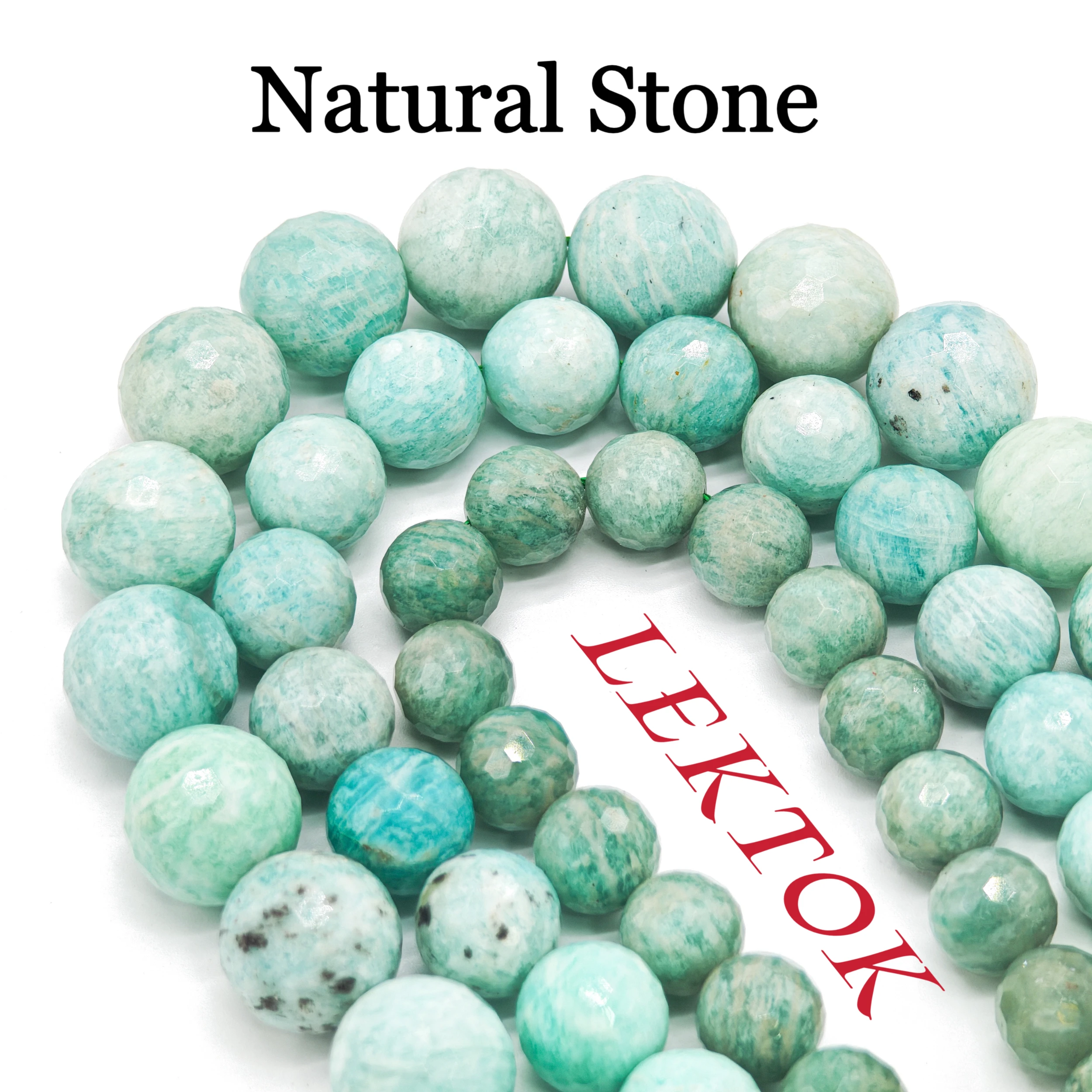 8mm/10mm/14mm High - Quality, Exquisite and Premium Natural Amazonite - Gorgeous Round Beads with Stylish Faceted Cutting, the F