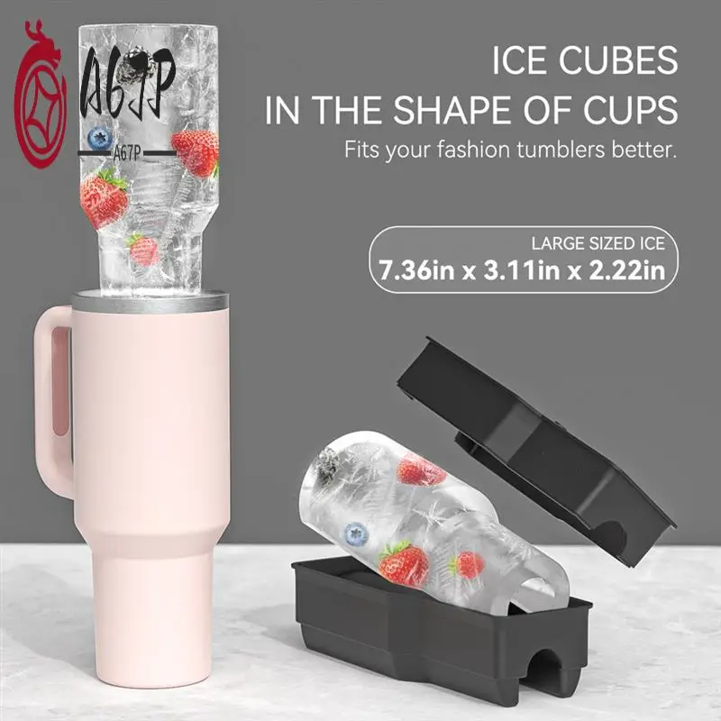 

A67P-Ice Square Tray Ice Square Mold Cup Accessories Reusable Large Ice Square Trays With Lid For Whiskey,Drinks Coffee