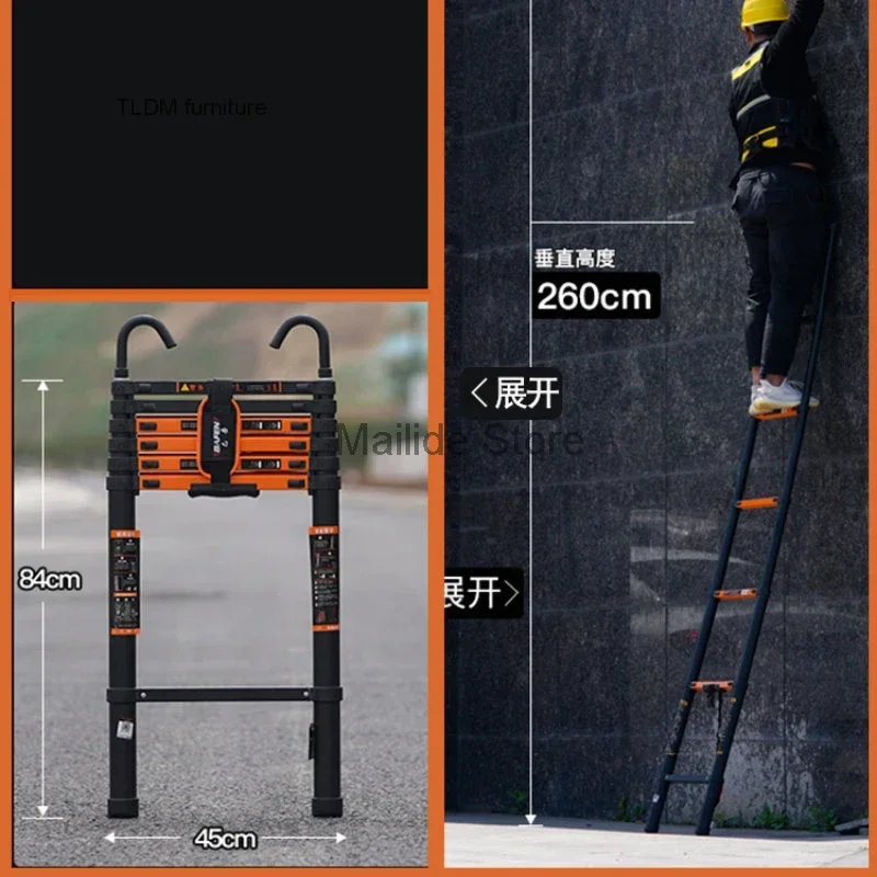 Simple Telescopic Step Ladders Home Kitchen Folding Aluminum Ladders Multi-functional Thickened Lifting Portable Folding Ladder