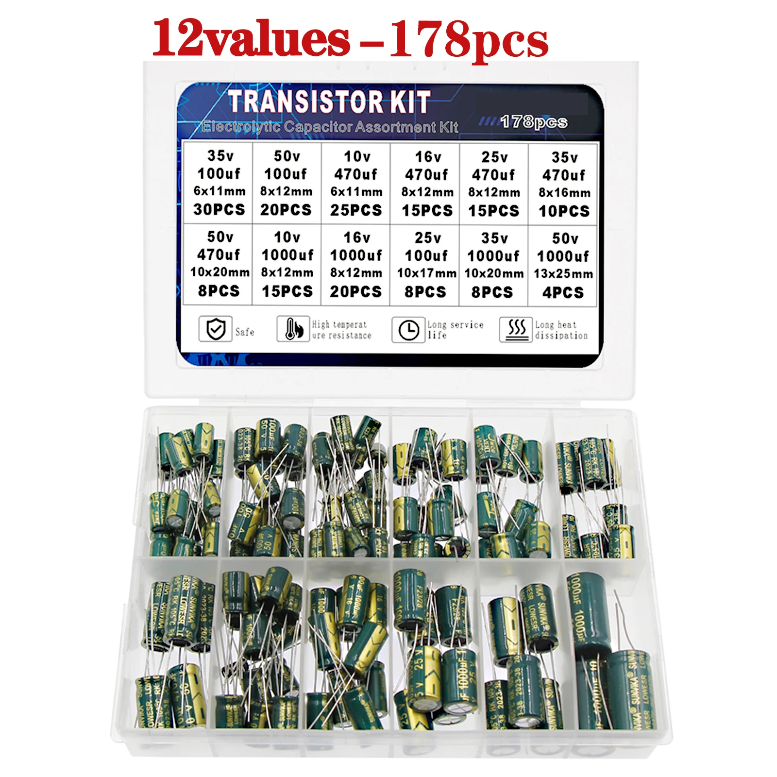 Electrolytic Capacitor Kit High Frequency Assortment 10v 16v 25v 35v 50v 400v 10uf 100uf 470uf 1000uf