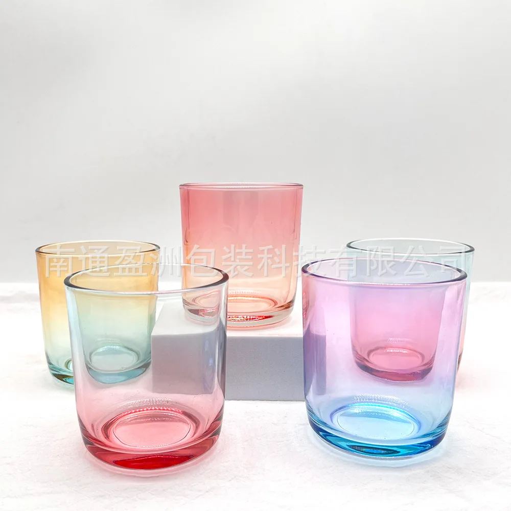 9OZ Arc Bottom Candle Cup With Dual Gradient Color Scented Candle Jar Romantic Candle Holder Decor