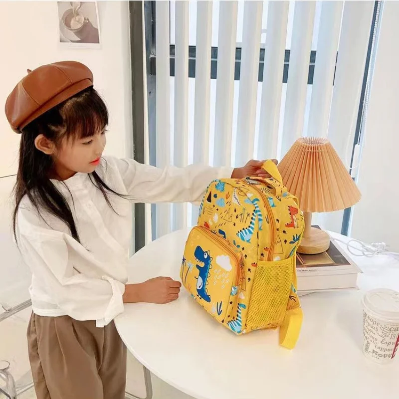 Mochila escolar leve com estampa de dinossauro para meninos e meninas pré-escolares