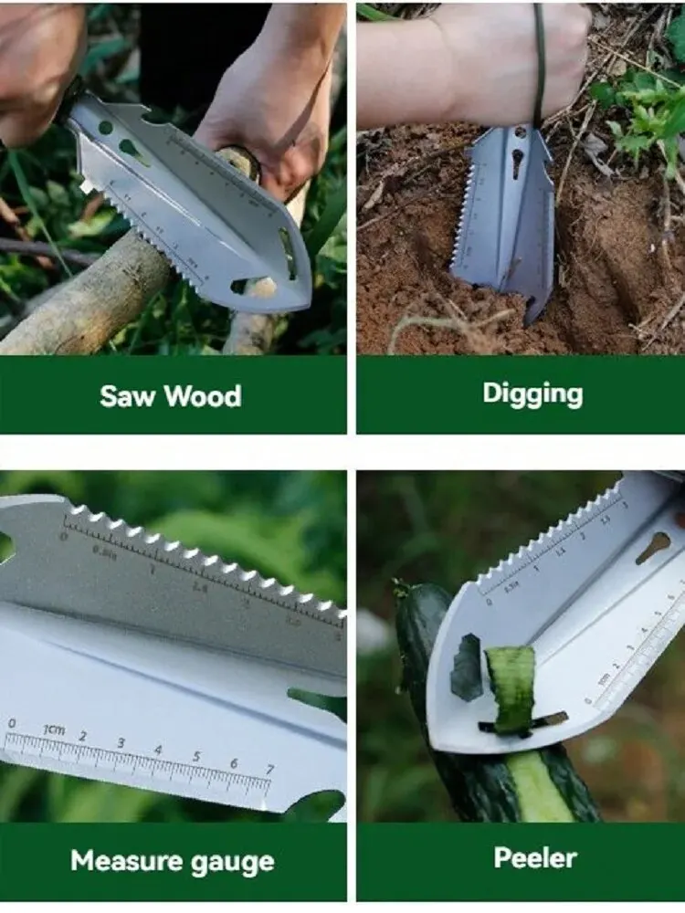 Camping Portable Engineer Shovel, Field Survival Tools, Outdoor Stainless Steel Multi-functional Small Tactical Hand Shovel image 5