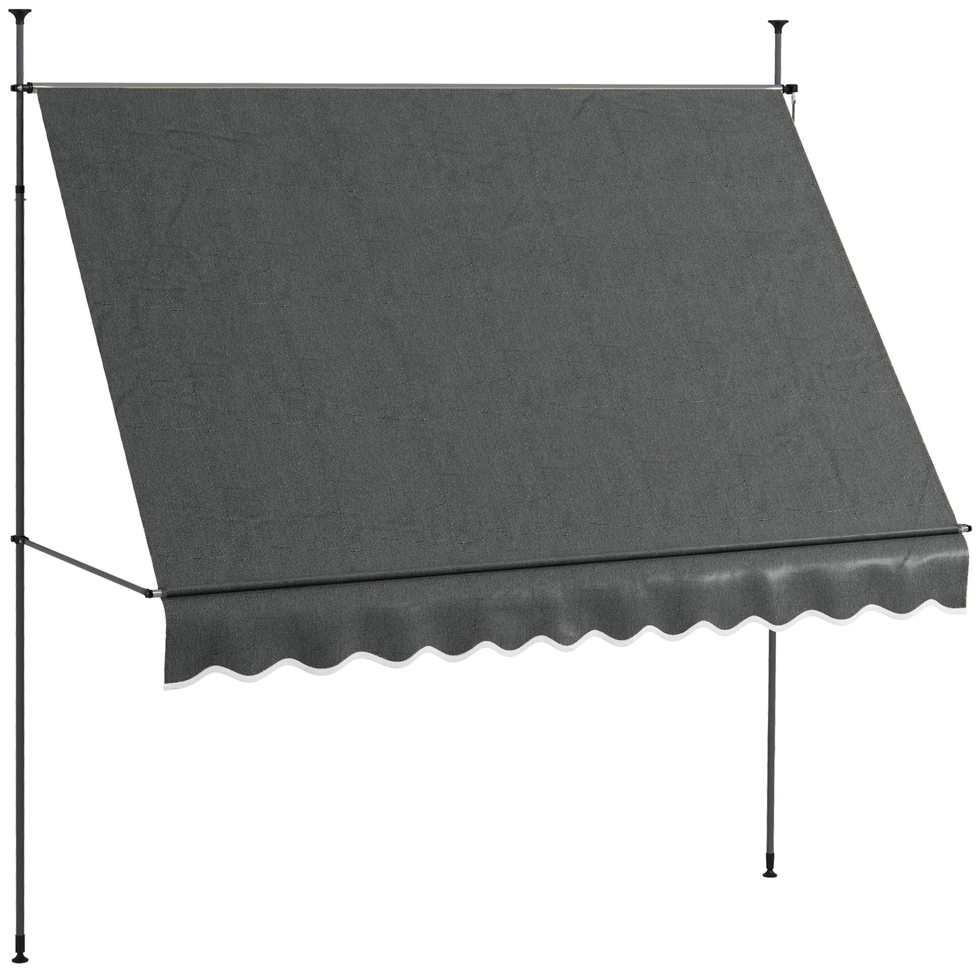 Tenda retrattile manuale Outsunny 300X120X210-300 cm con manovella grigio scuro