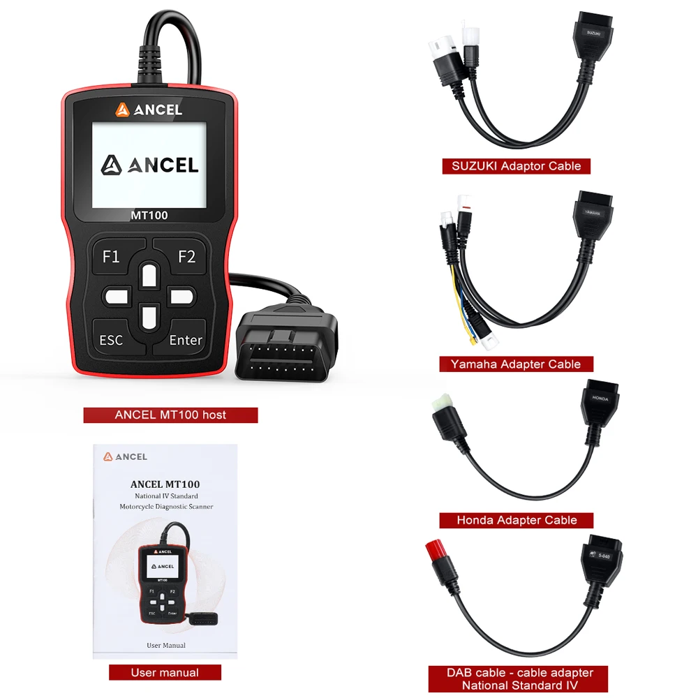 ANCEL MT100 Motorcycles Scanner Motorcycle Code Reader Engine System ABS System Motorcycle Diagnostic Tools for YAMAHA HONDA