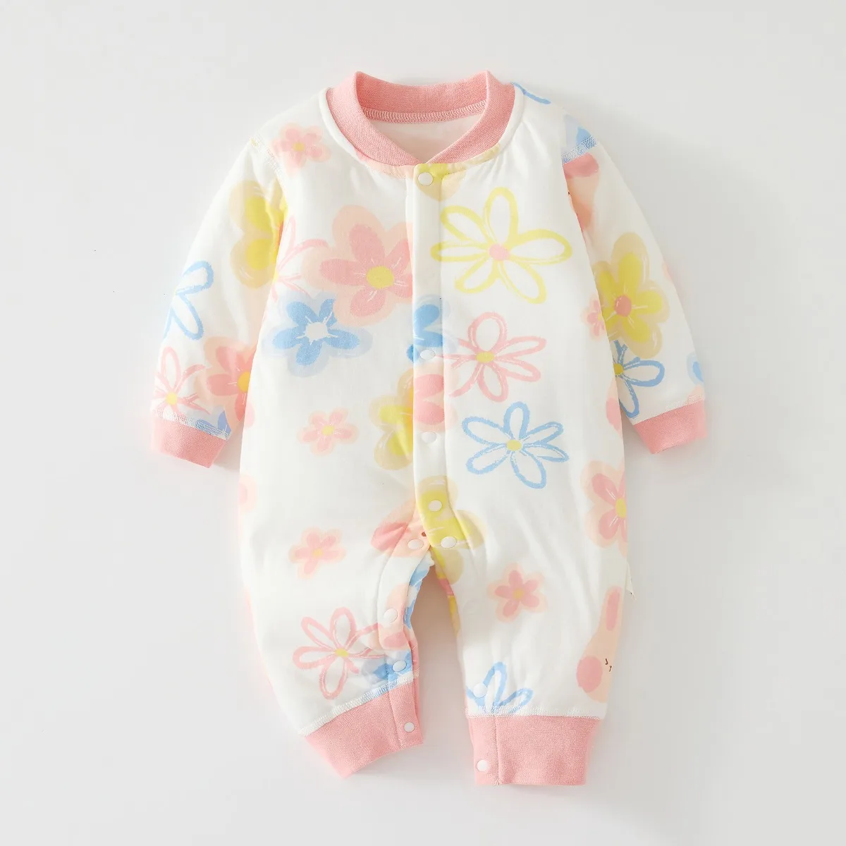 طفل رضيع الخريف الشتاء وزرة الوليد الطفل 6-18 أشهر لينة القطن الخالص قطعة واحدة منامة الرضع فتاة 2026 نموذج جديد بذلة