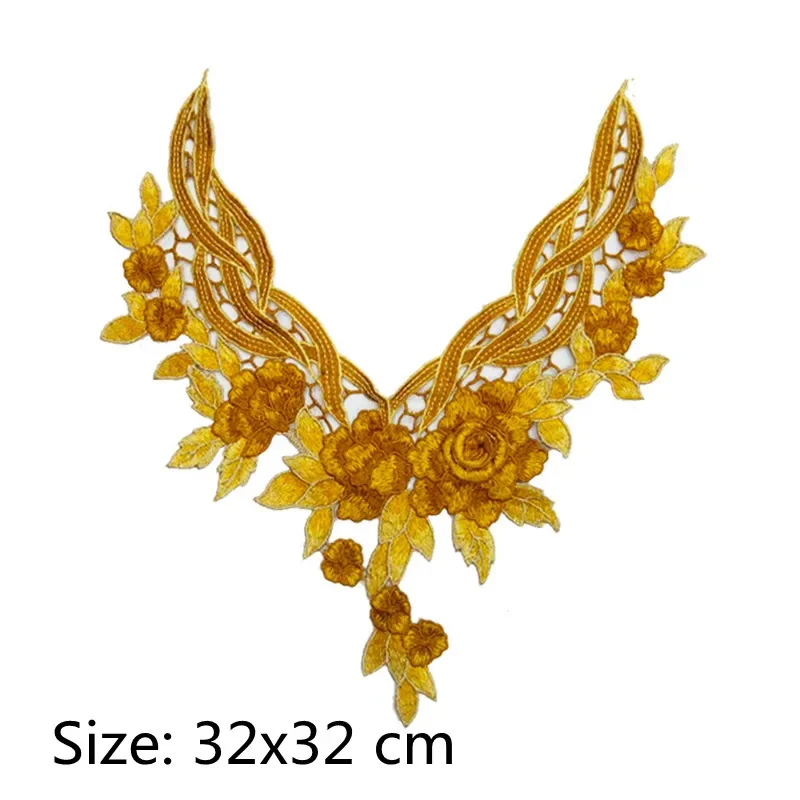 Embroidered Fabric Flower Lace Sewing Applique, Neckline Collar, Applique Accessories, 1Pc