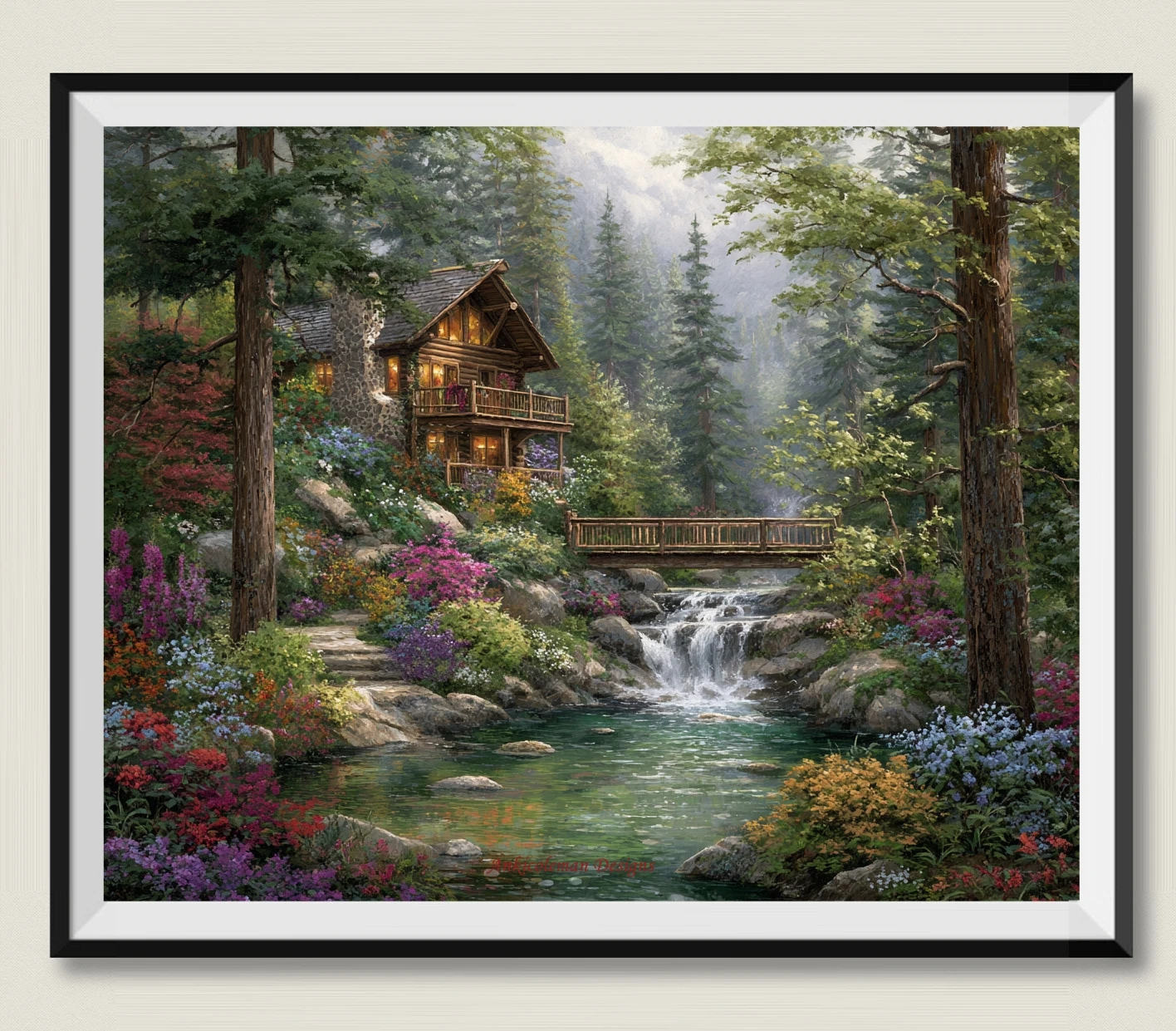 

Needlework for embroidery DIY DMC High Quality - Counted Cross Stitch Kits 14 ct Oil painting - The Cabin Beyond the Bridge